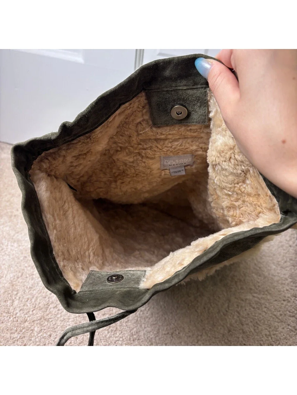 Green Suede Wilsons Leather Flat Backpack